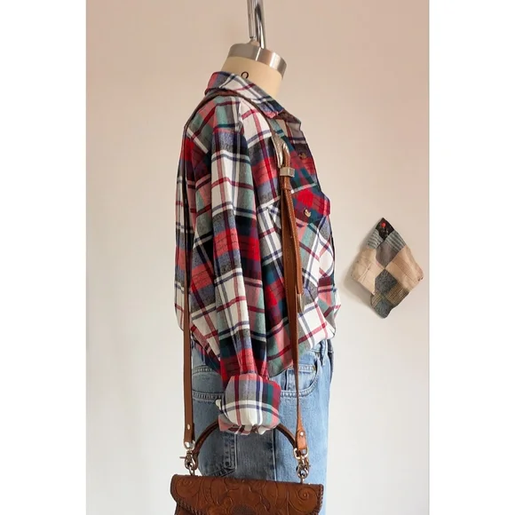 Vintage Flannel Plaid Cotton Unisex Button Down Shirt - Picture 8 of 16